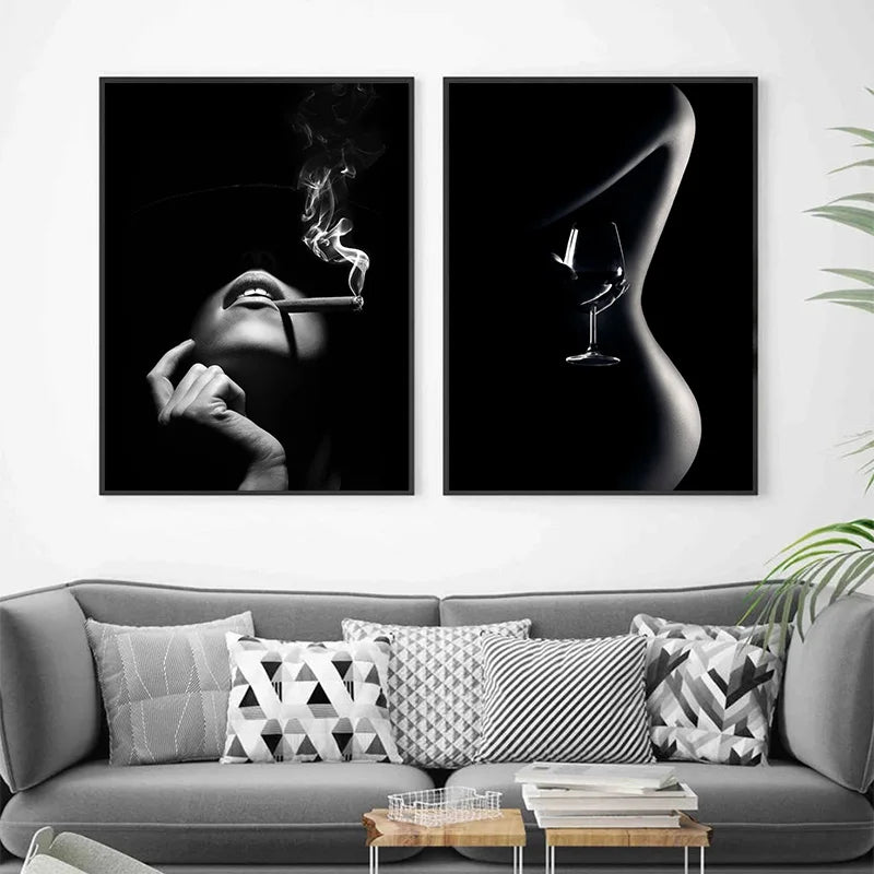 Nordic Sexy Female Model Canvas Painting Poster for Home Decor