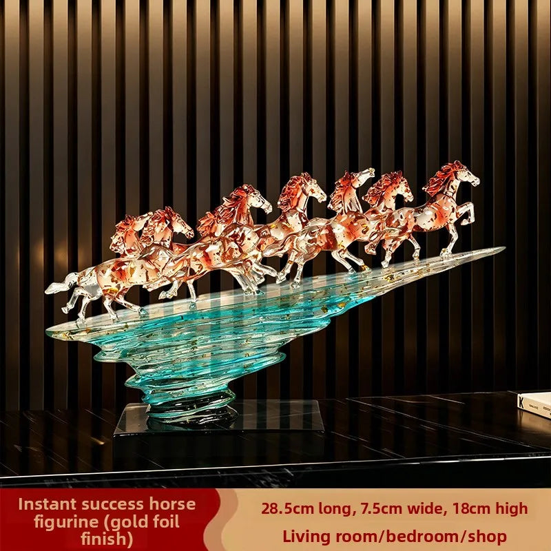 Modern Luxury Transparent Resin Horse Sculpture Tabletop Ornament for Home Decor
