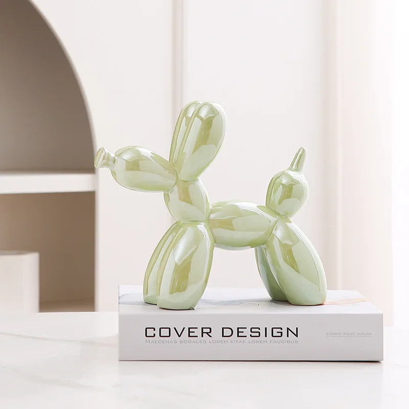 Modern Luxury Ceramic Balloon Dog Sculpture Tabletop Ornament for Home Decor