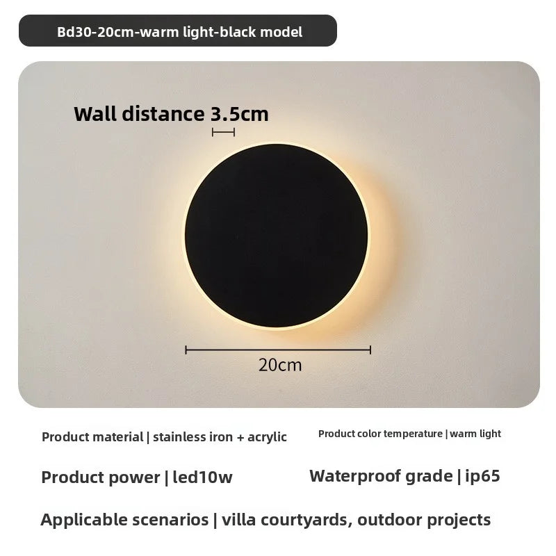 Round LED Wall Light IP65 Waterproof Outdoor Corridor Entrance Porch Bedroom Exterior Decoration Lighting