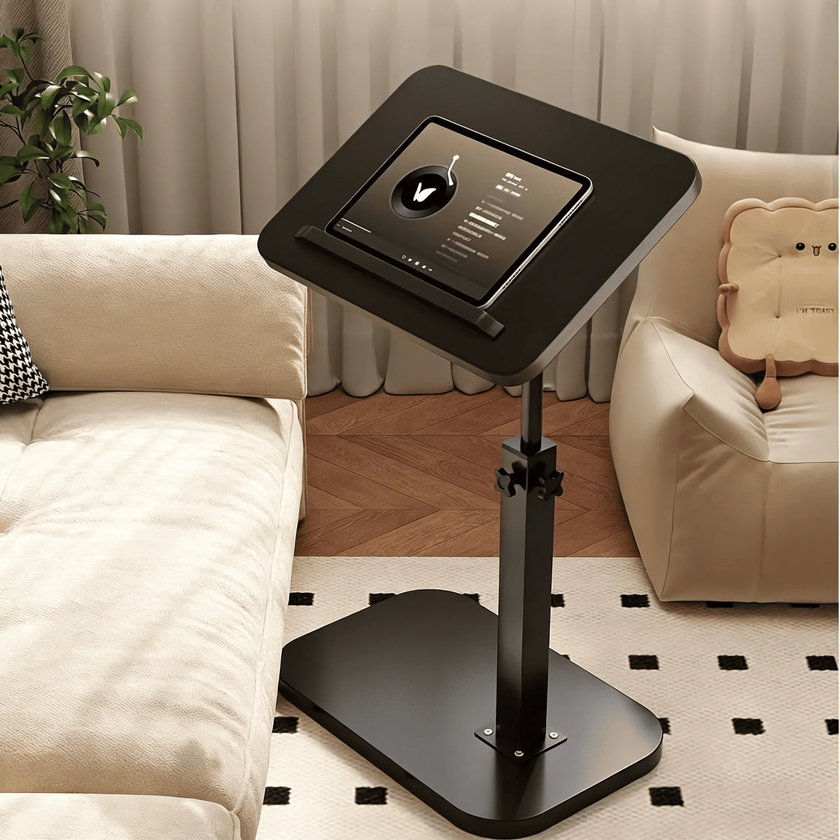 Portable L-Shape Folding Computer Desk with Metal Frame Side Table Workstation
