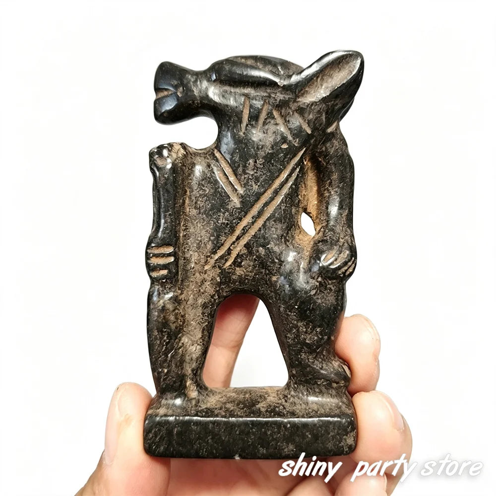 Vintage Retro Carved Black Jade Sculpture Tabletop Ornament for Home Decor