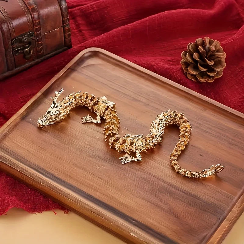 Modern Luxury Golden Dragon Alloy Sculpture Tabletop Ornament for Home Decor
