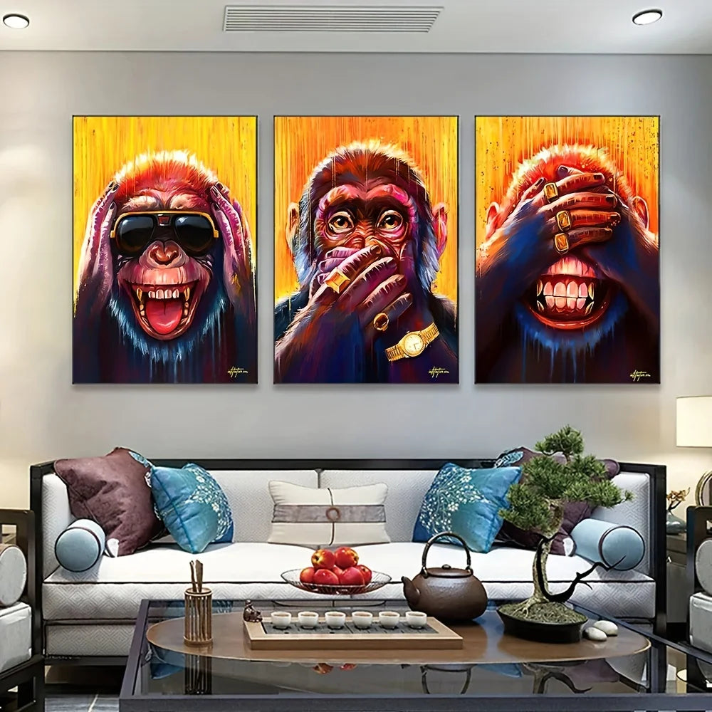 Modern Funny Animal Monkey Canvas Wall Art Print for Living Room