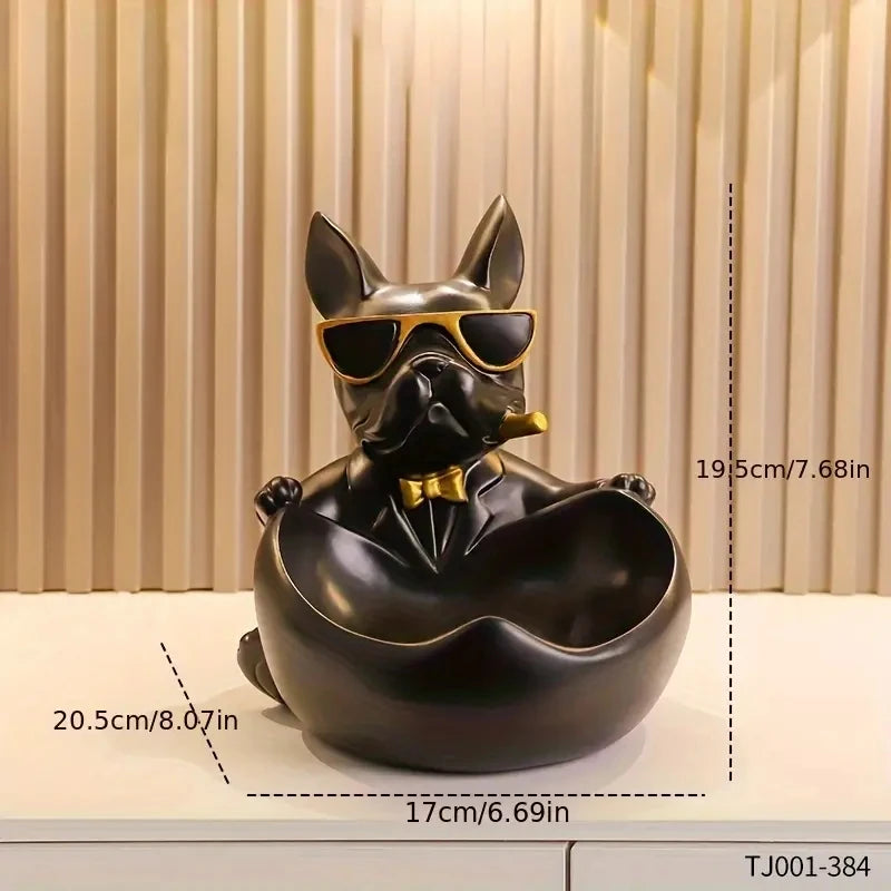 Creative Cool Dog Resin Statue Storage Box for Tabletop Decor