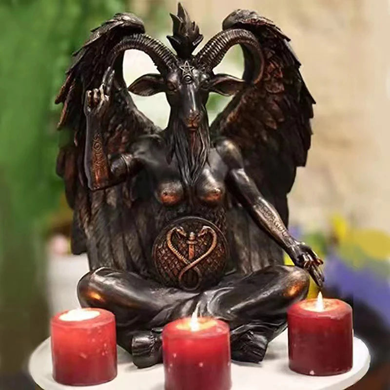 Vintage Resin Goat Baphomet Statue Wall Decor Plaque for Home Decor