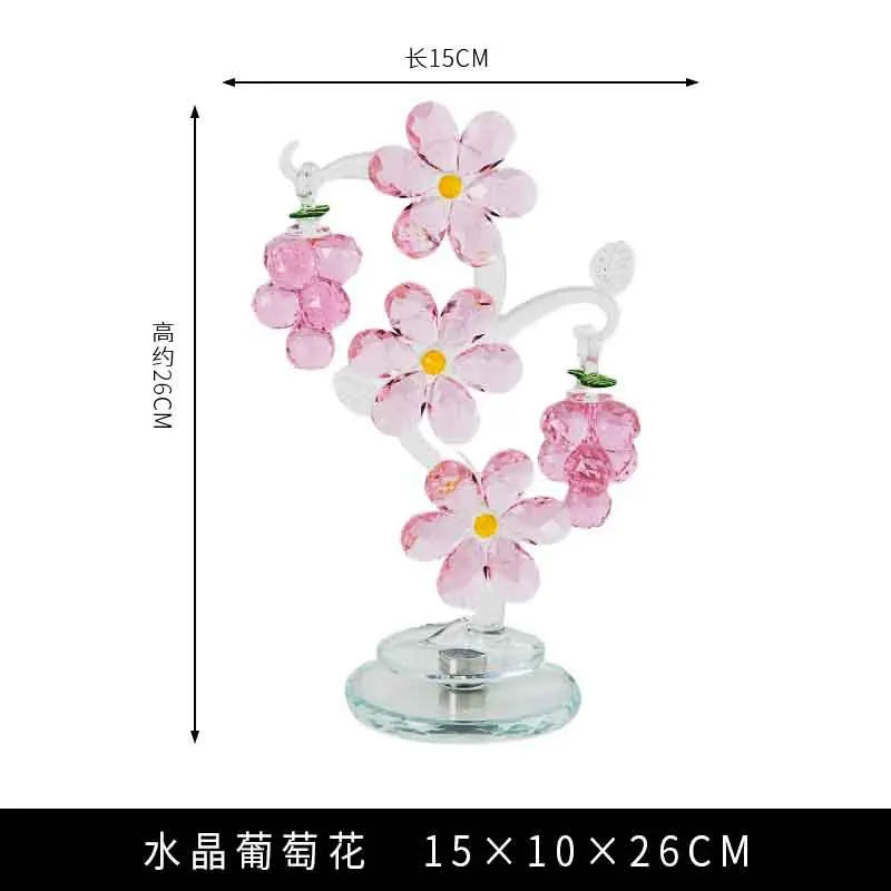 Modern Crystal Flower Basket Sculpture for Tabletop Decor