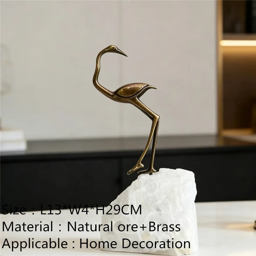 Modern Crystal Swan Sculpture Tabletop Figurine for Home Decor
