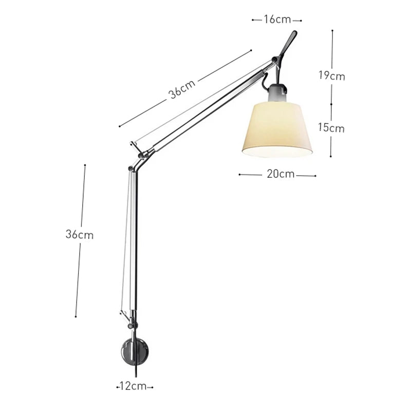 Adjustable Aluminum Wall Lamp Modern Foldable Long Swing Arm Sconce Telescopic Bedside Study Reading Light