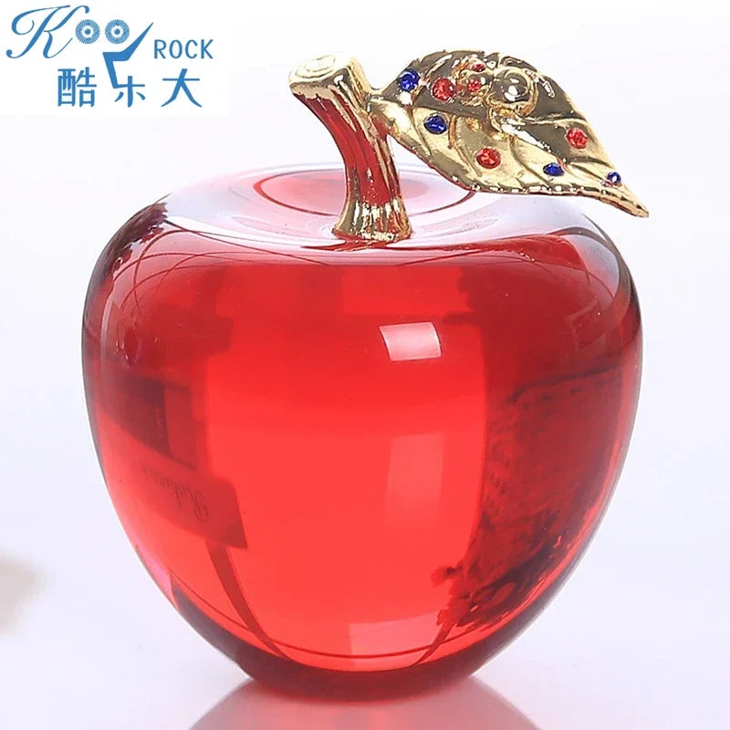 Modern Crystal Apple Sculpture Tabletop Figurine for Home Decor