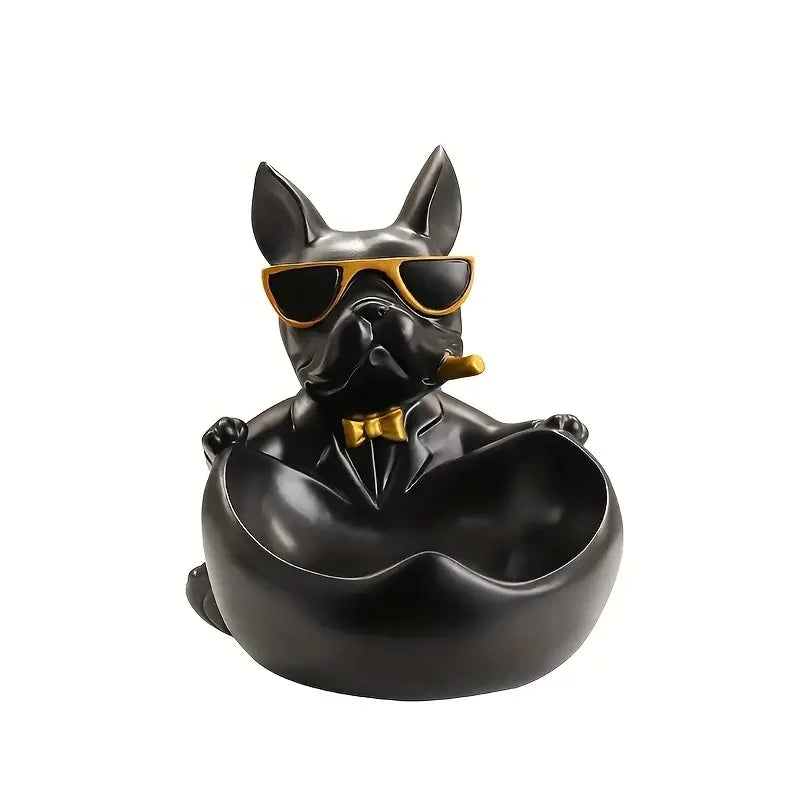 Creative Cool Dog Resin Statue Storage Box for Tabletop Decor