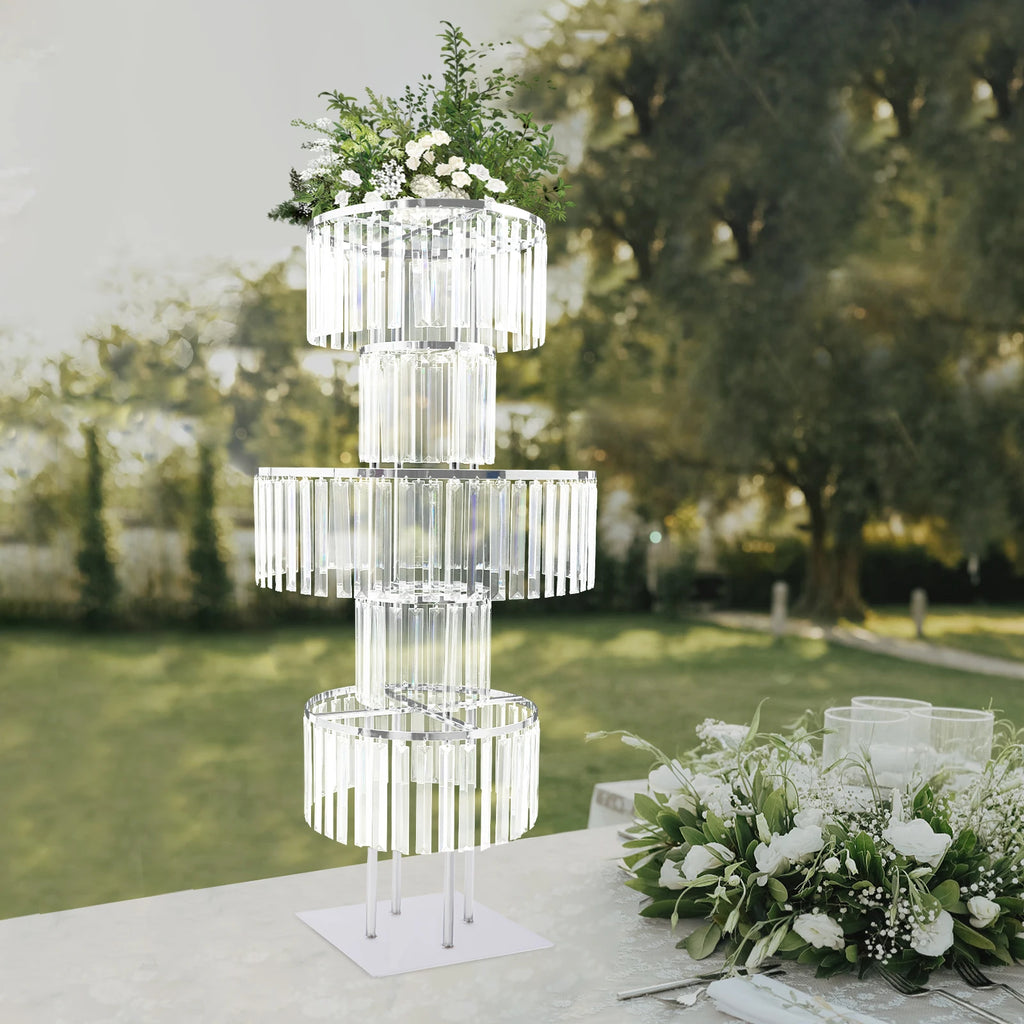 Modern Luxury 5-Tier Acrylic Flower Stand Tabletop Ornament for Wedding Decor