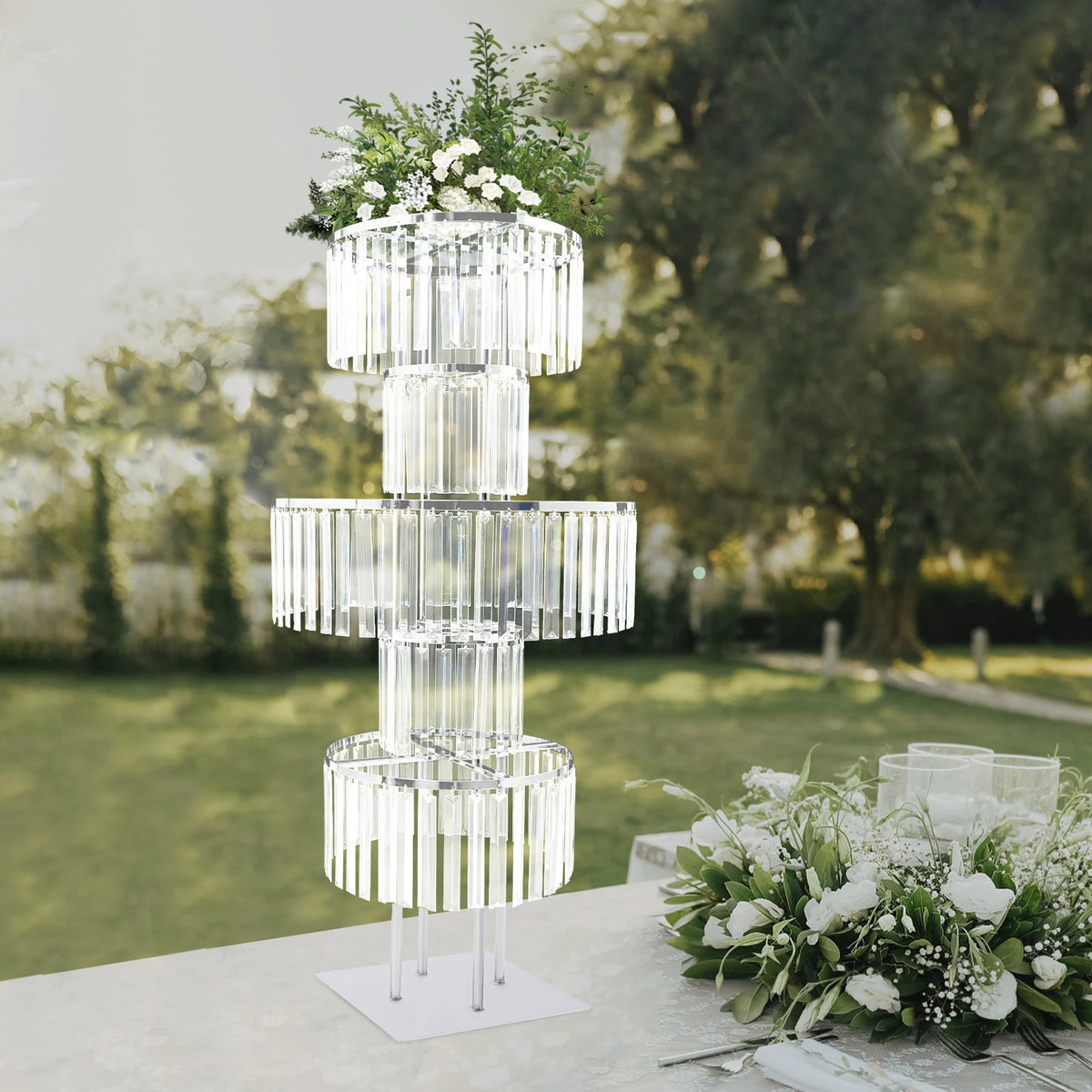 Modern Luxury 5-Tier Acrylic Flower Stand Tabletop Ornament for Wedding Decor