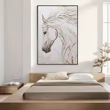 Minimalist White Horse Canvas Painting Poster for Home Decor