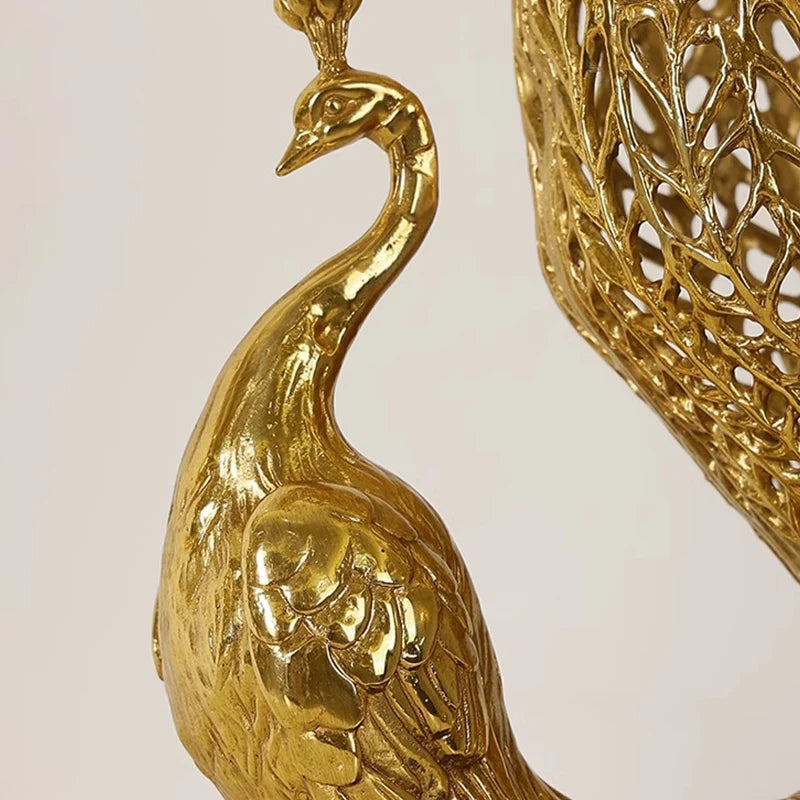 French Vintage Brass Peacock Flower Vase for Tabletop Decor