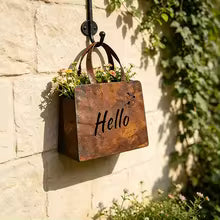 Vintage Rustic Handbag Flower Basket Wall Hanging Ornament for Home Decor