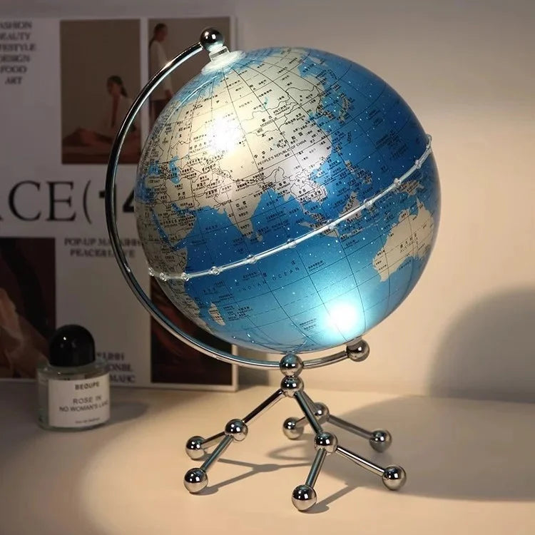Modern Luxury Metal Globe Sailboat Statue Figurine for Tabletop Decor
