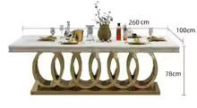 160cm Modern Dining Table Set with 6 Chairs Gold Metal Base Marble Top