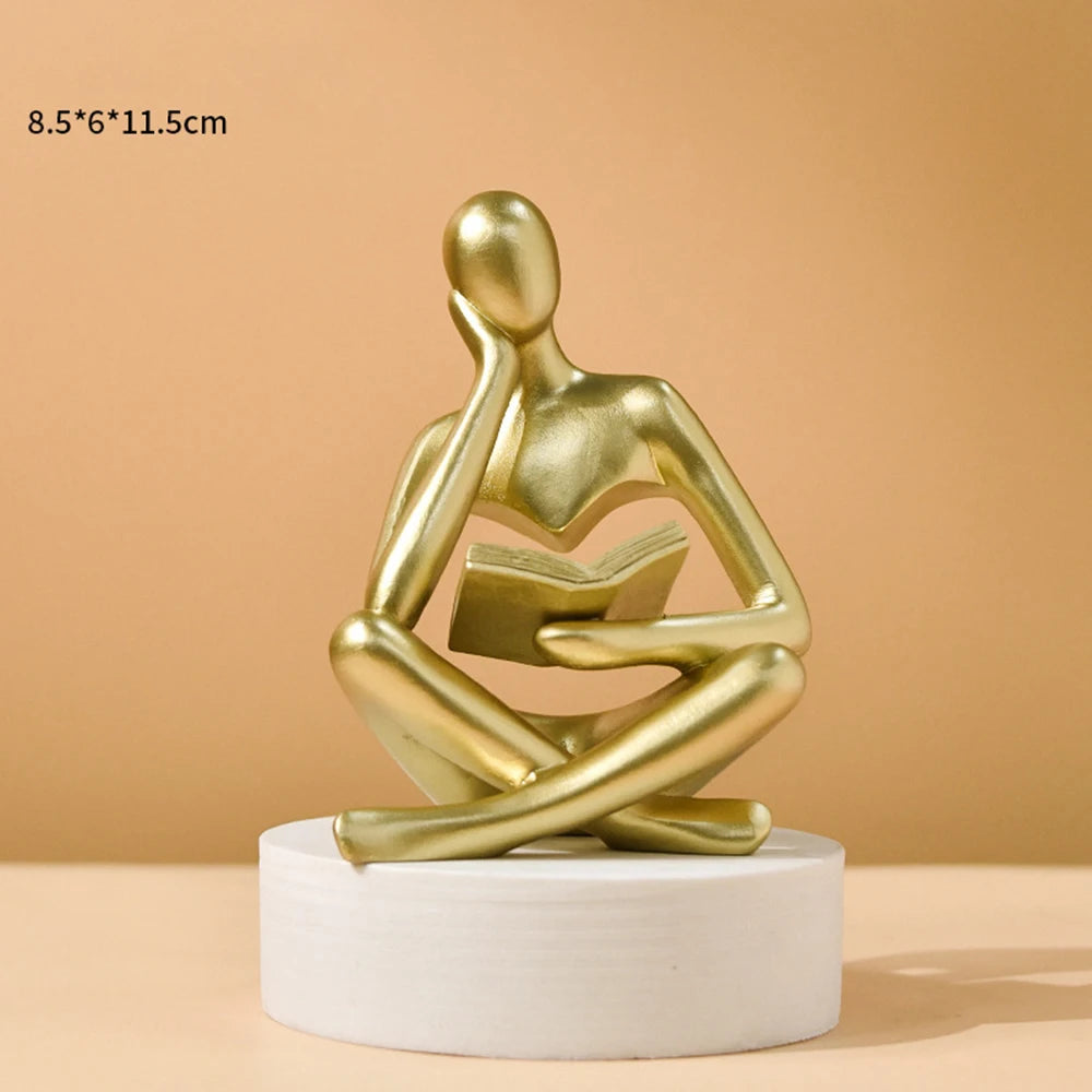Modern Resin Abstract Thinker Sculpture Figurine for Bookshelf Decor