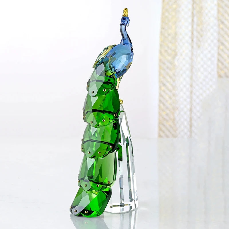 Modern Crystal Peacock Sculpture Tabletop Figurine for Home Decor