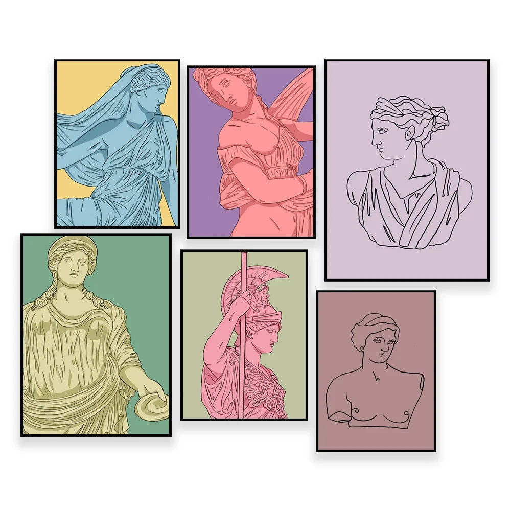 Retro Greek Goddess Canvas Painting Poster for Home Decor