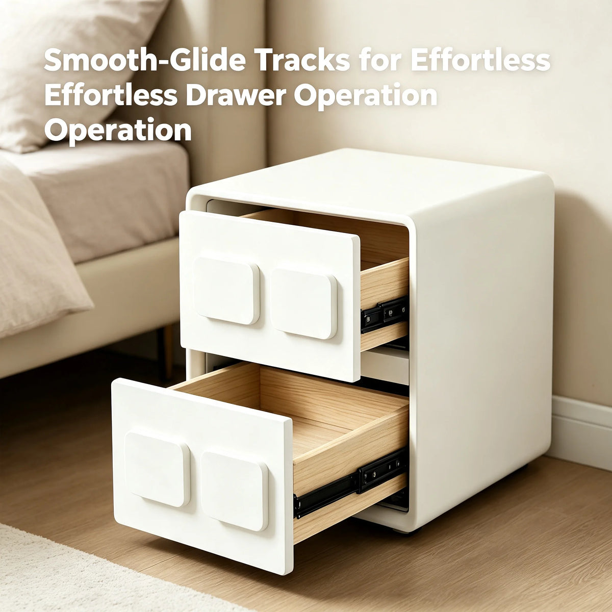 Modern 2-Drawer Nightstand Minimalist Bedside End Table White