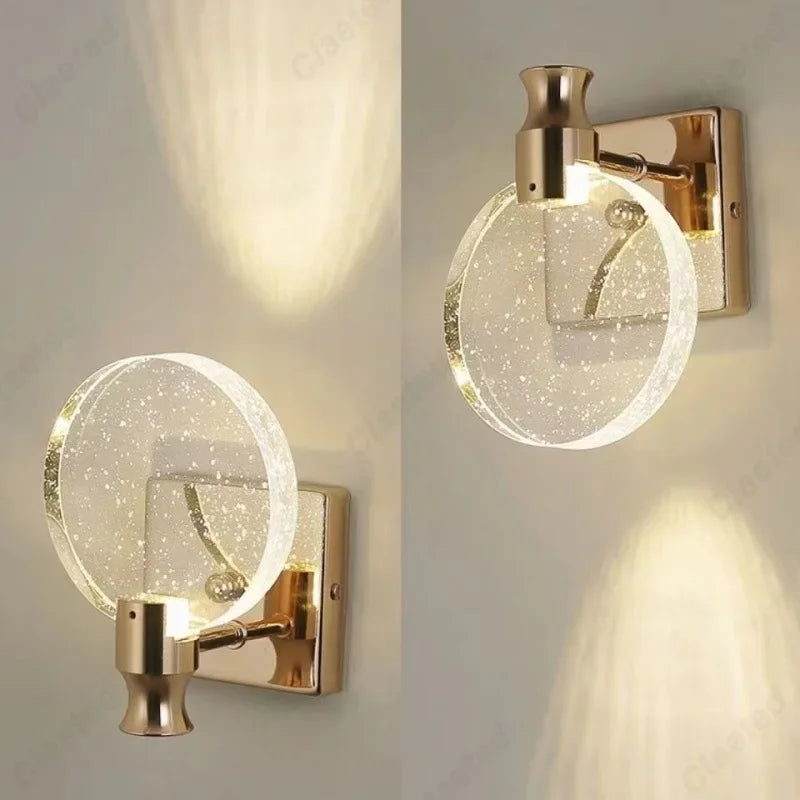 Modern Crystal LED Wall Lamp Indoor Lighting Living Room Bedroom Study