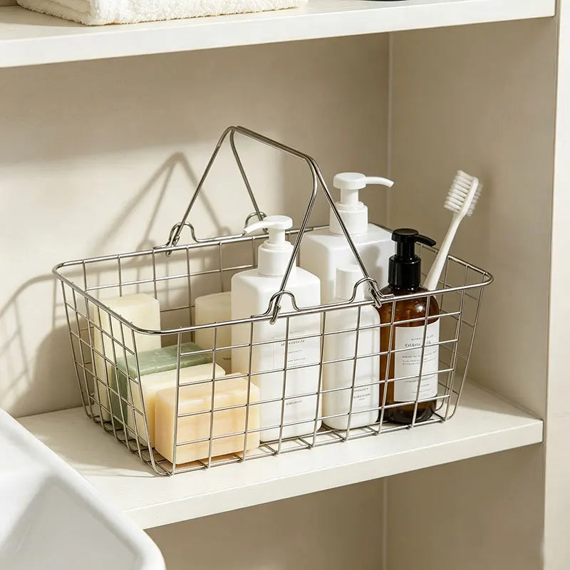 Modern Metal Handheld Shopping Storage Basket Tabletop Ornament for Home Decor