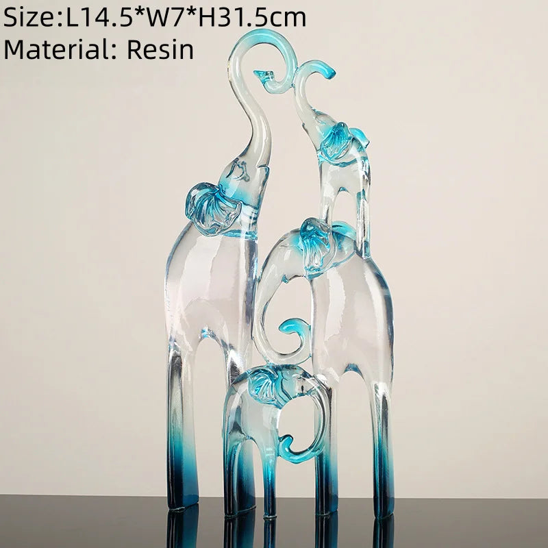Modern Luxury Transparent Elk Resin Statue Tabletop Ornament for Home Decor
