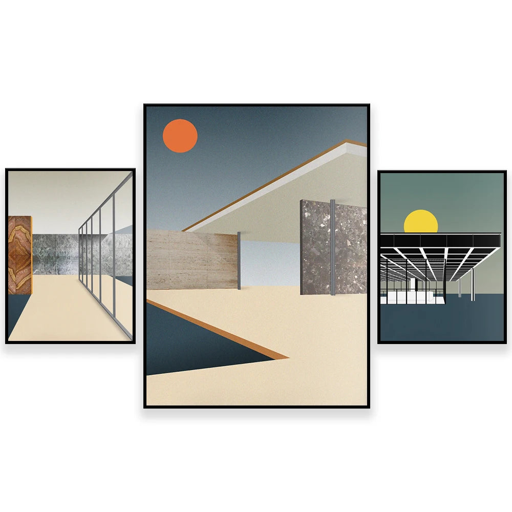 Modern Architecture Canvas Wall Art Print for Living Room