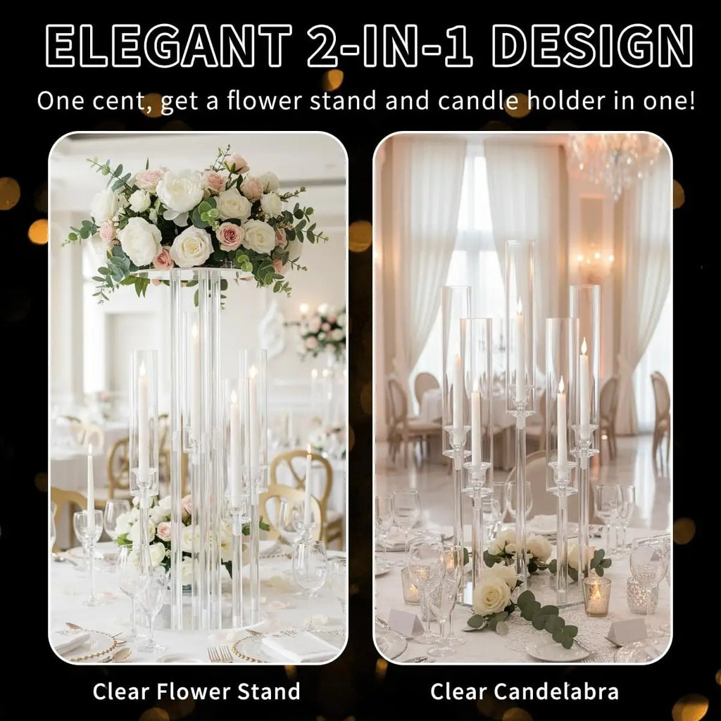 Modern Luxury Acrylic 5 Arm Candelabra for Tabletop Decor