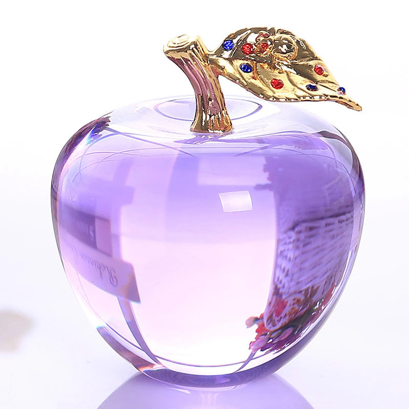 Modern Crystal Apple Sculpture Tabletop Figurine for Home Decor