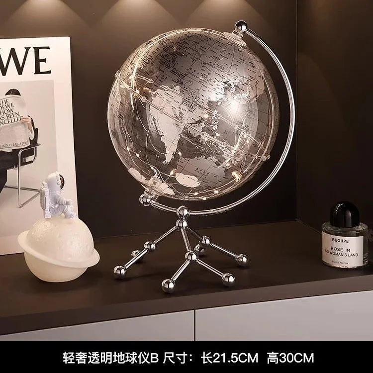 Modern Luxury Metal Globe Sailboat Statue Figurine for Tabletop Decor