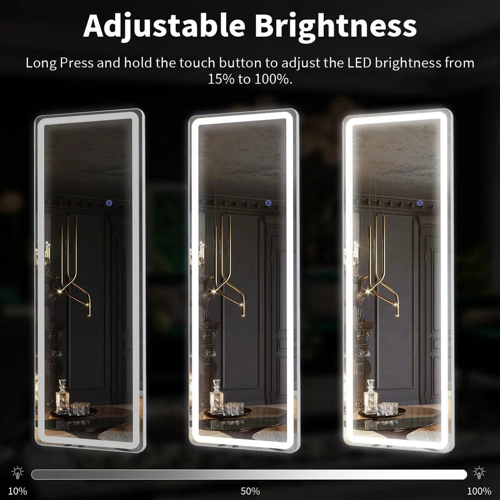 Modern Minimalist LED Standing Full Body Floor Mirror for Living Room
