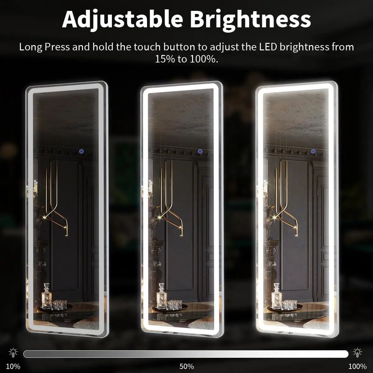 Modern Minimalist LED Standing Full Body Floor Mirror for Living Room