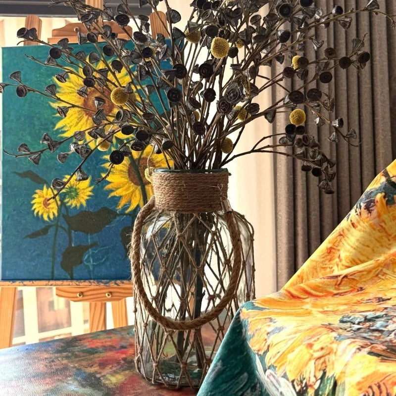 Modern Transparent Glass Flower Vase Tabletop Ornament for Home Decor