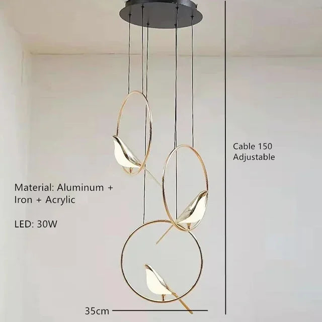 Nordic Magpie Bird Modern LED Lamp Dimmable Remote Control
