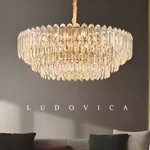 Modern LED Ceiling Hanging Lamp Living Room Designer Luxury Circular Dining Table Pendant Lighting Crystal High Chandelier