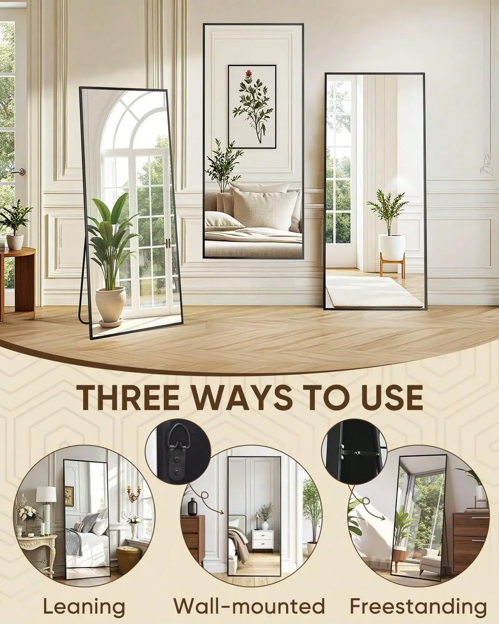 Modern Minimalist Full Length Floor Standing Mirror for Home Decor