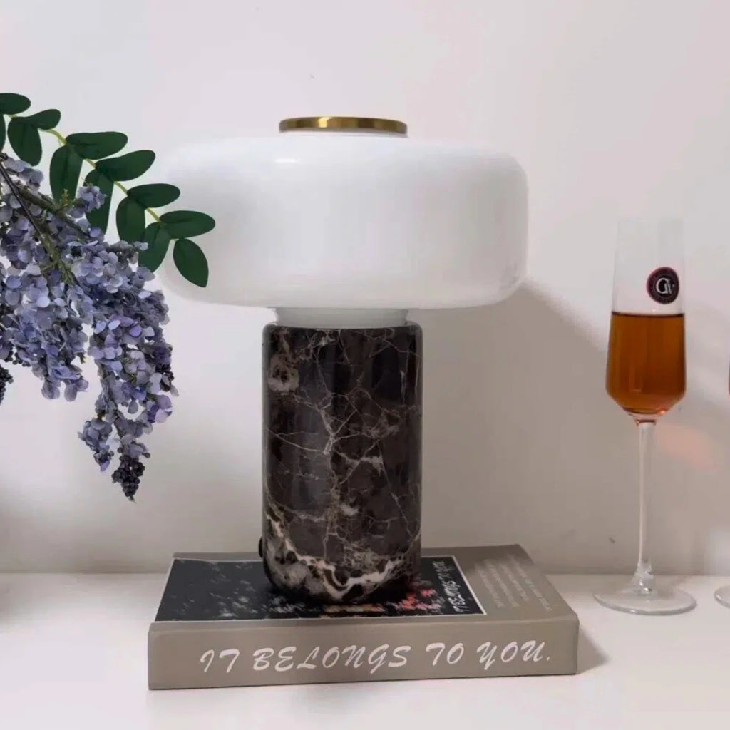 Touch Sensor Rechargeable Table Lamp Glass Marble Home Decor