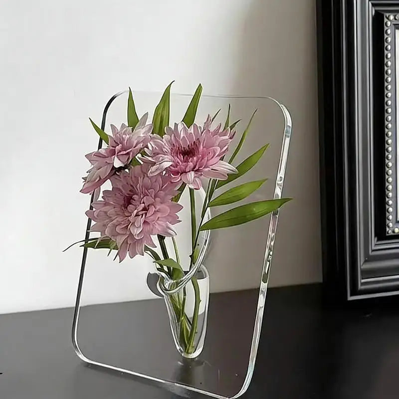 Modern Acrylic Photo Frame Flower Vase for Home Decor