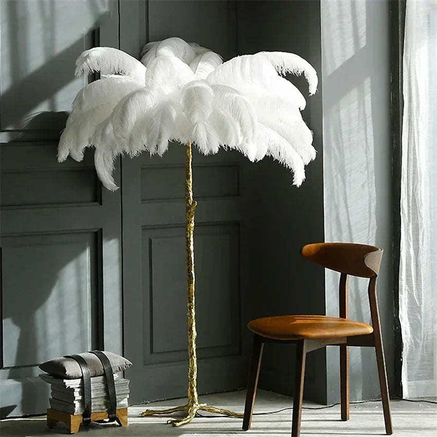 Modern LED Ostrich Feather Floor Lamp for Living Room Bedroom