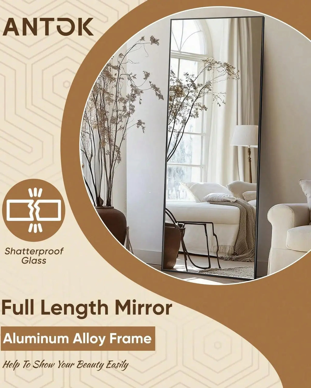 Modern Minimalist Full Length Floor Standing Mirror for Home Decor