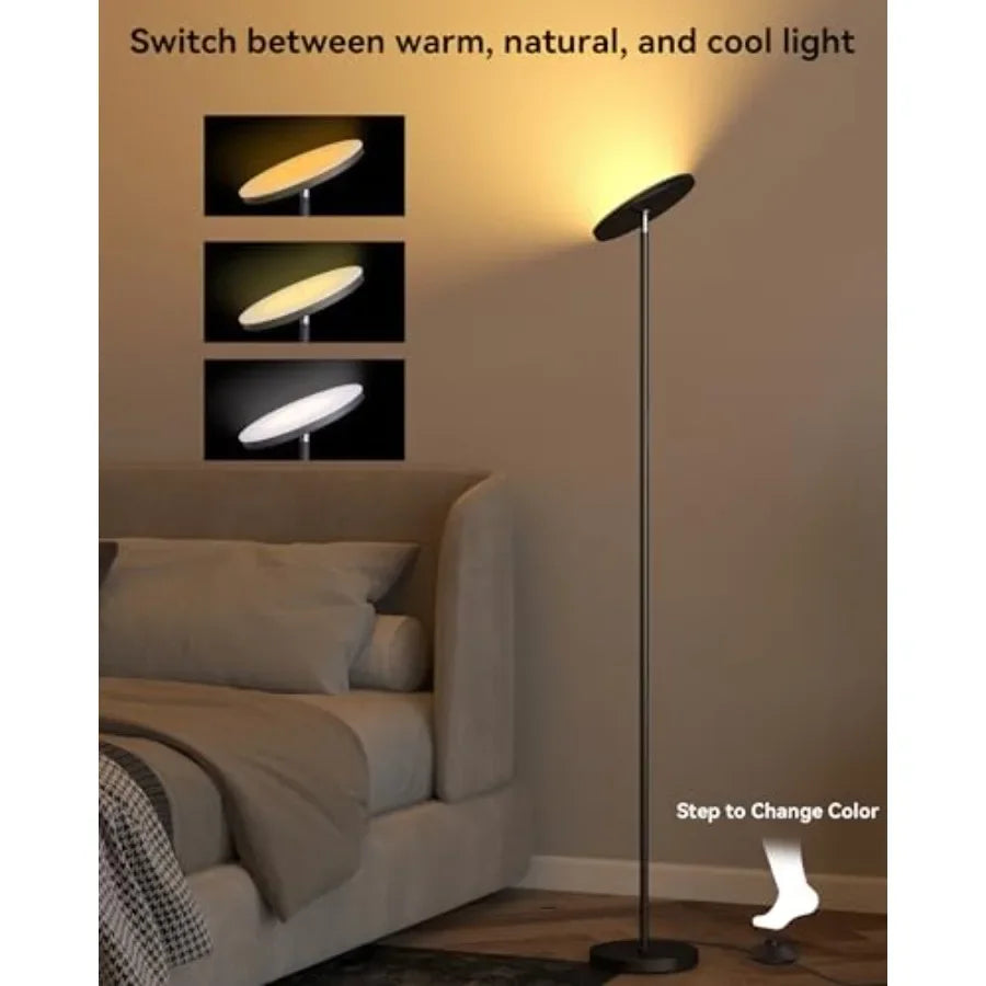 Modern LED Torchiere Floor Lamp with Remote for Living Room