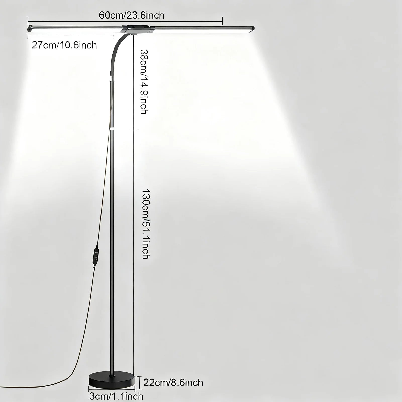 Modern LED Floor Lamp 3 Color Modes 10 Brightness Adjustable Flexible Gooseneck USB Standing Lamp for Living Room Reading Study Workbench