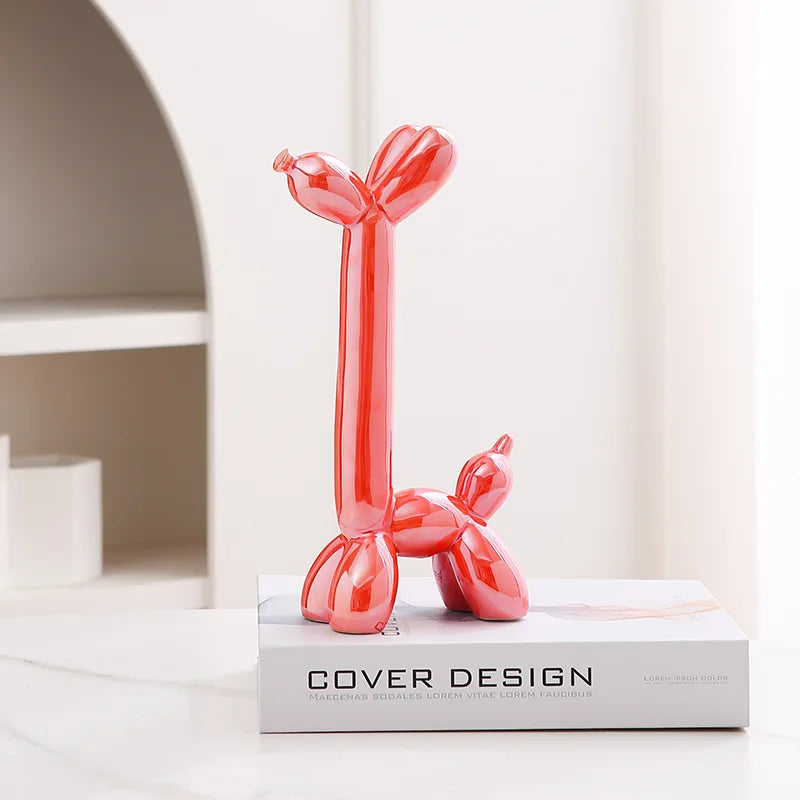 Modern Luxury Ceramic Balloon Dog Sculpture Tabletop Ornament for Home Decor