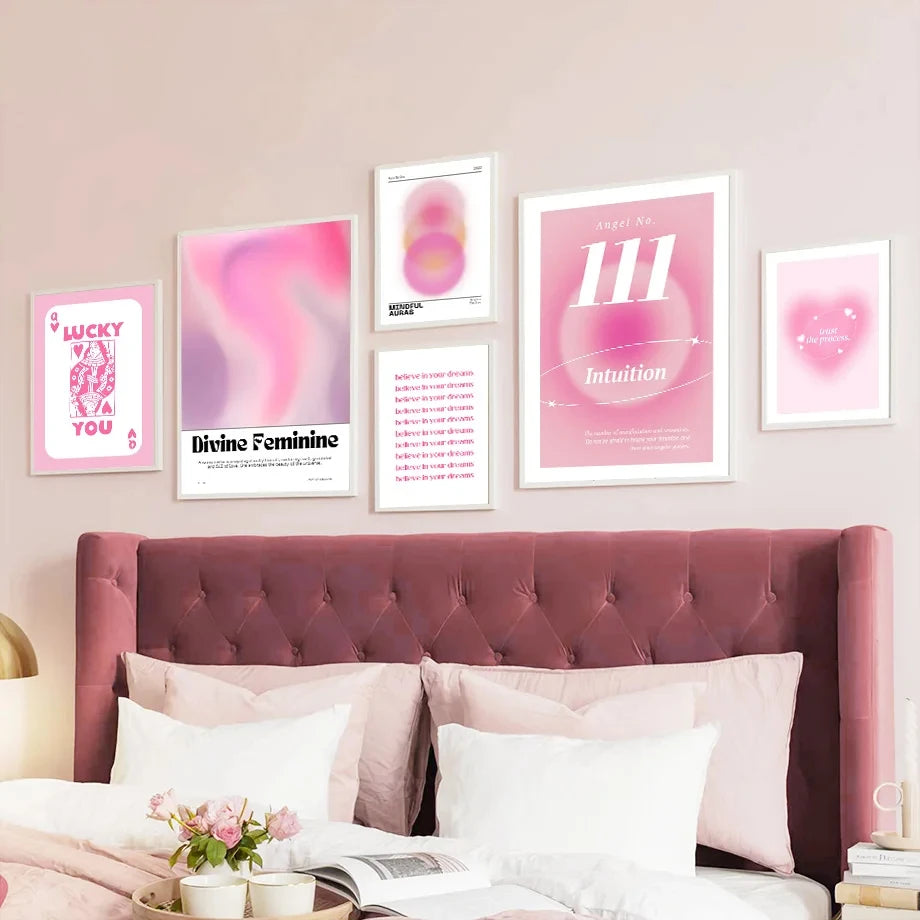 Modern Pink Flower Canvas Wall Art Print for Living Room