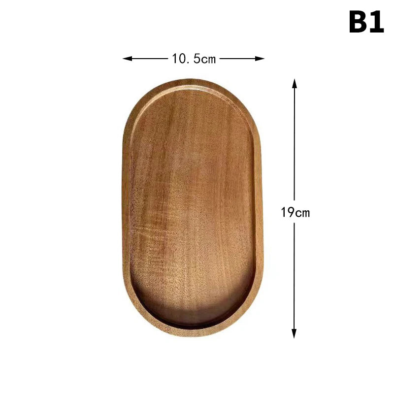 Japanese Style Solid Wood Food Plate Serving Tray Home Decor