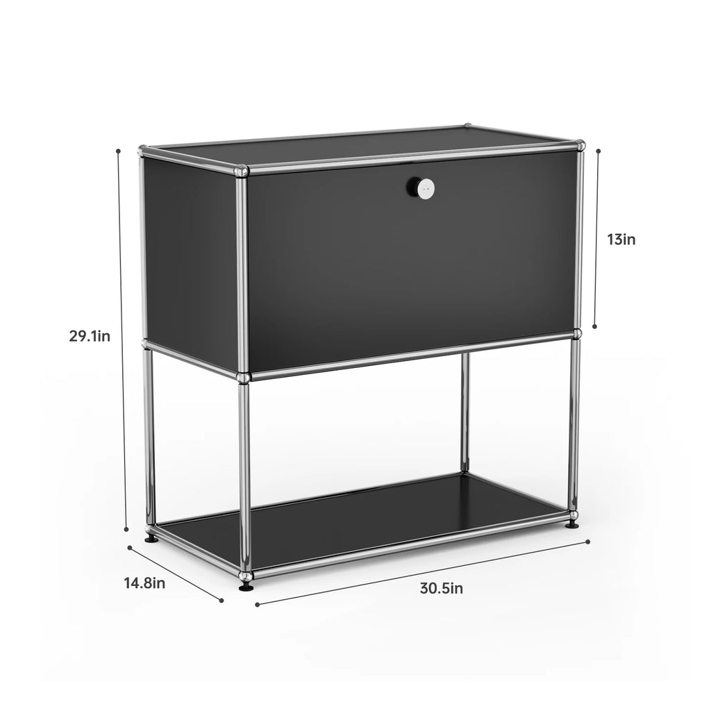 Modern 74 cm Modular Nightstand Chrome Metal Frame 2-Tier Side End Table