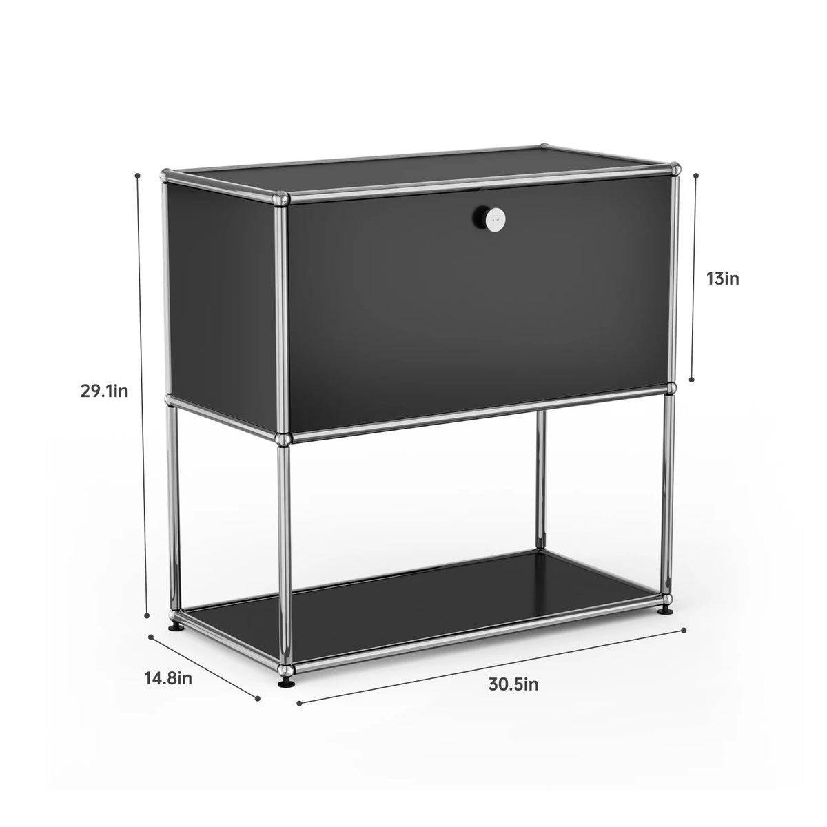 Modern 74 cm Modular Nightstand Chrome Metal Frame 2-Tier Side End Table